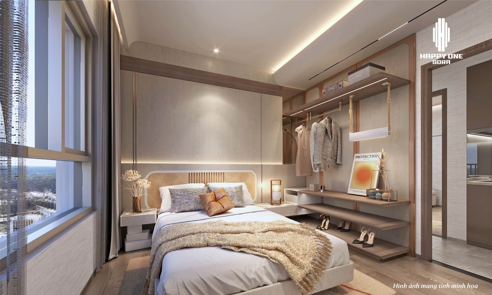 căn hộ 1 phòng ngủ cộng Happy One Sora
